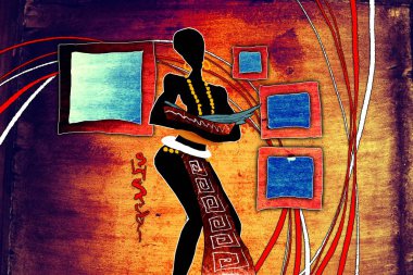 Afrikalı etnik retro-klasik illüstrasyon