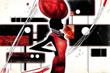 Afrikalı etnik retro-klasik illüstrasyon