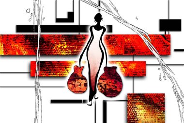 Afrikalı etnik retro-klasik illüstrasyon