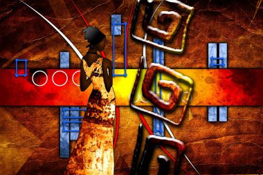 Afrikalı etnik retro-klasik illüstrasyon