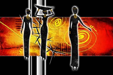 Afrikalı etnik retro-klasik illüstrasyon