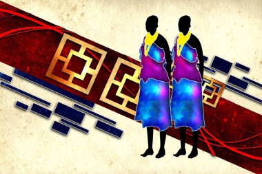 Afrikalı etnik retro-klasik illüstrasyon