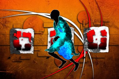 Afrikalı etnik retro-klasik illüstrasyon