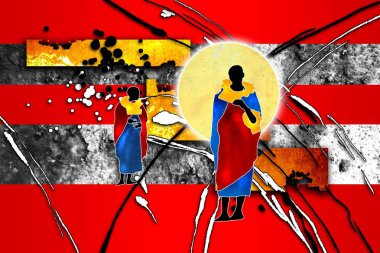 Afrikalı etnik retro-klasik illüstrasyon