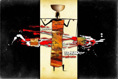 Afrikalı etnik retro-klasik illüstrasyon