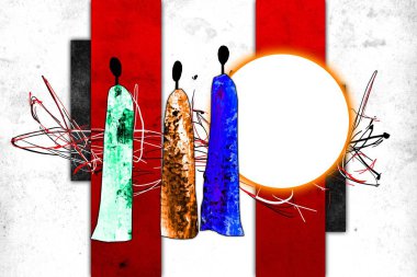 Afrikalı etnik retro-klasik illüstrasyon