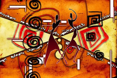 Afrikalı etnik retro-klasik illüstrasyon