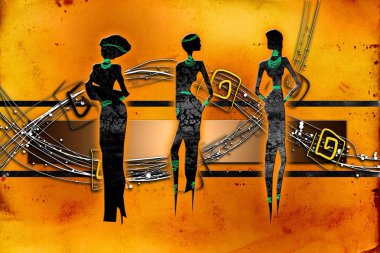 Afrikalı etnik retro-klasik illüstrasyon