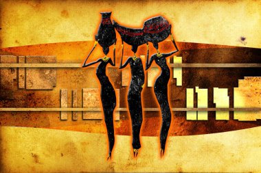 Afrikalı etnik retro-klasik illüstrasyon