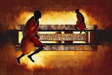 Afrikalı etnik retro-klasik illüstrasyon