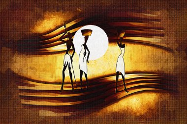 Afrikalı etnik retro-klasik illüstrasyon