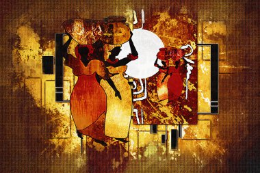 Afrikalı etnik retro-klasik illüstrasyon