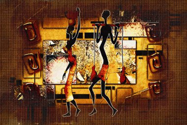 Afrikalı etnik retro-klasik illüstrasyon