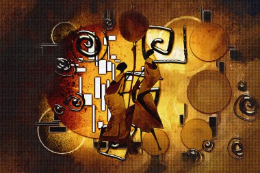 Afrikalı etnik retro-klasik illüstrasyon