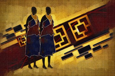 Afrikalı etnik retro-klasik illüstrasyon