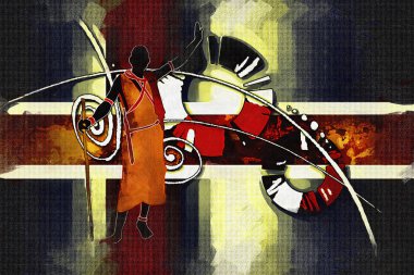 Afrikalı etnik retro-klasik illüstrasyon