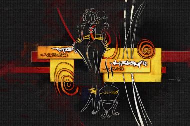 Afrikalı etnik retro-klasik illüstrasyon