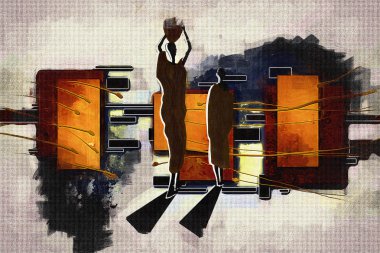 Afrikalı etnik retro-klasik illüstrasyon