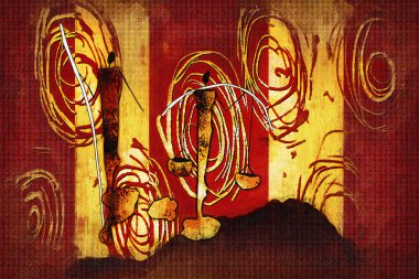 Afrikalı etnik retro-klasik illüstrasyon