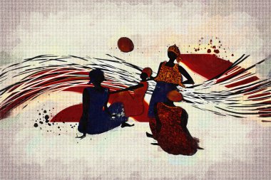 Afrikalı etnik retro-klasik illüstrasyon