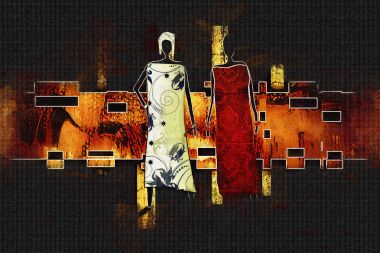 Afrikalı etnik retro-klasik illüstrasyon