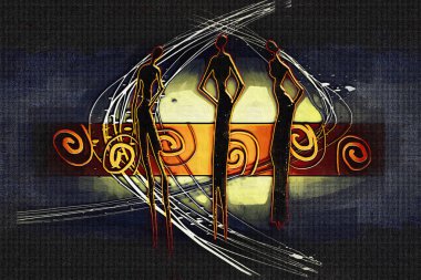 Afrikalı etnik retro-klasik illüstrasyon