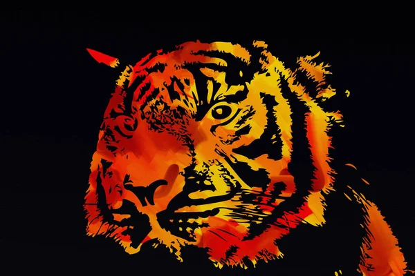 Tygrys Sztuki Ilustracja Kolor — Zdjęcie stockowe