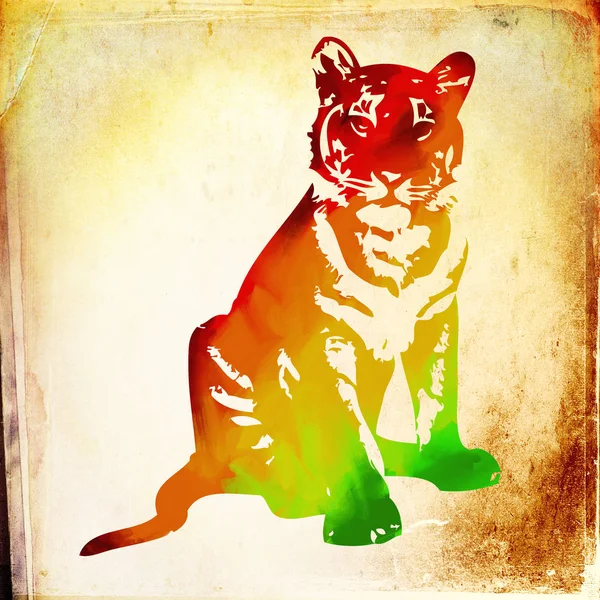Tiger Arte Ilustración Color — Foto de Stock