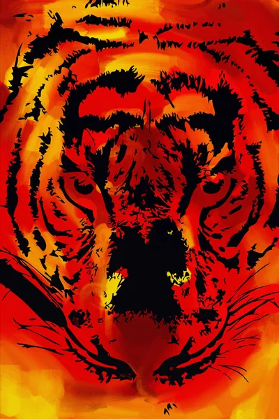 Tiger Arte Ilustración Color — Foto de Stock