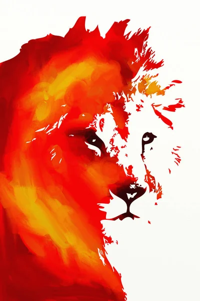 狮子艺术插画绘画 — 图库照片
