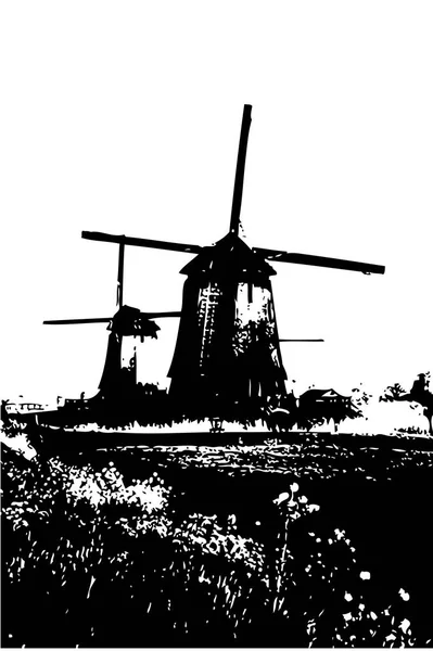 Windmühle Alter Retro Jahrgang — Stockfoto