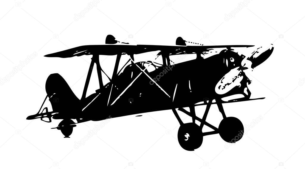 Art illustration of the airplane retro vintage