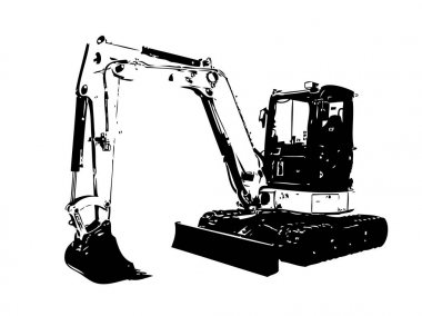 Ekskavatör illüstrasyon izole renk sanat eseri