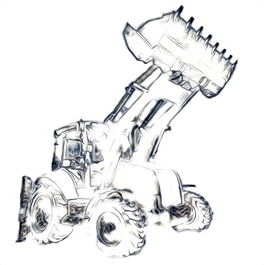 Ekskavatör illüstrasyon izole renk sanat eseri