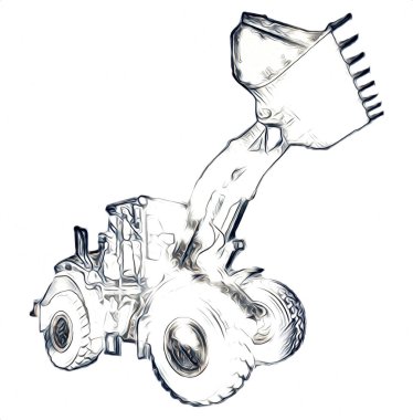 Ekskavatör illüstrasyon izole renk sanat eseri