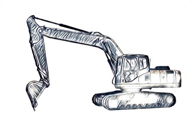 Ekskavatör illüstrasyon izole renk sanat eseri