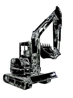 Ekskavatör illüstrasyon izole renk sanat eseri