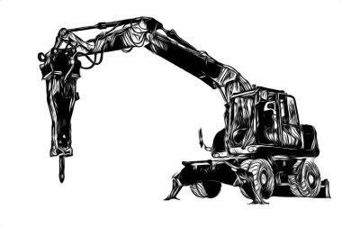 Ekskavatör illüstrasyon izole renk sanat eseri