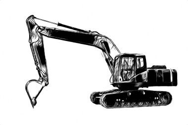Ekskavatör illüstrasyon izole renk sanat eseri