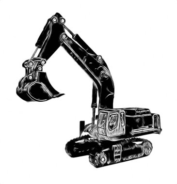 Ekskavatör illüstrasyon izole renk sanat eseri