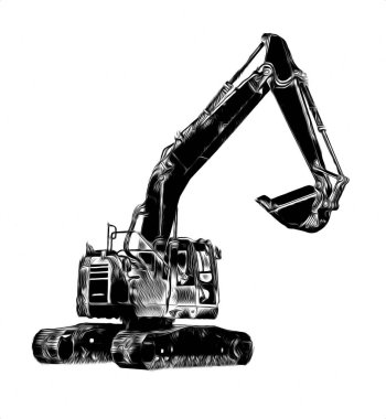 Ekskavatör illüstrasyon izole renk sanat eseri