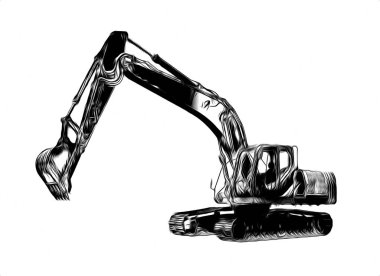 Ekskavatör illüstrasyon izole renk sanat eseri