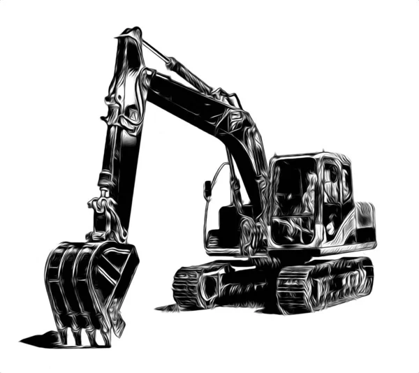 Excavator Illustration Color Isolated Art Work — Stock Photo, Image