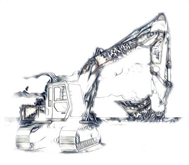 Ekskavatör illüstrasyon izole renk sanat eseri