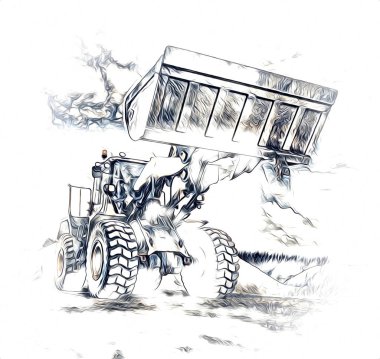 Ekskavatör illüstrasyon izole renk sanat eseri