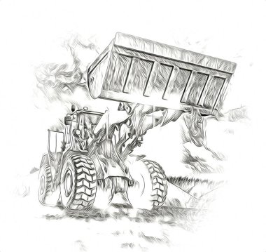 Ekskavatör illüstrasyon izole renk sanat eseri