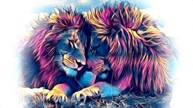 Aslan sanat çizim çizim