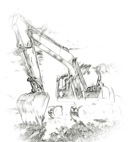 Excavator illustration color isolated art work