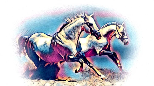 フリーハンド馬ヘッド鉛筆画 — ストック写真