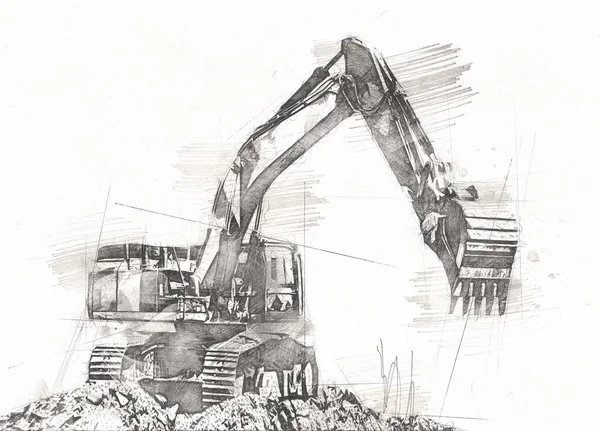 Excavator Illustration Isolated Art Work — Stock Photo, Image